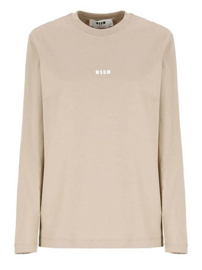 Micro Logo Long Sleeve T-Shirt Beige - MSGM - BALAAN 2