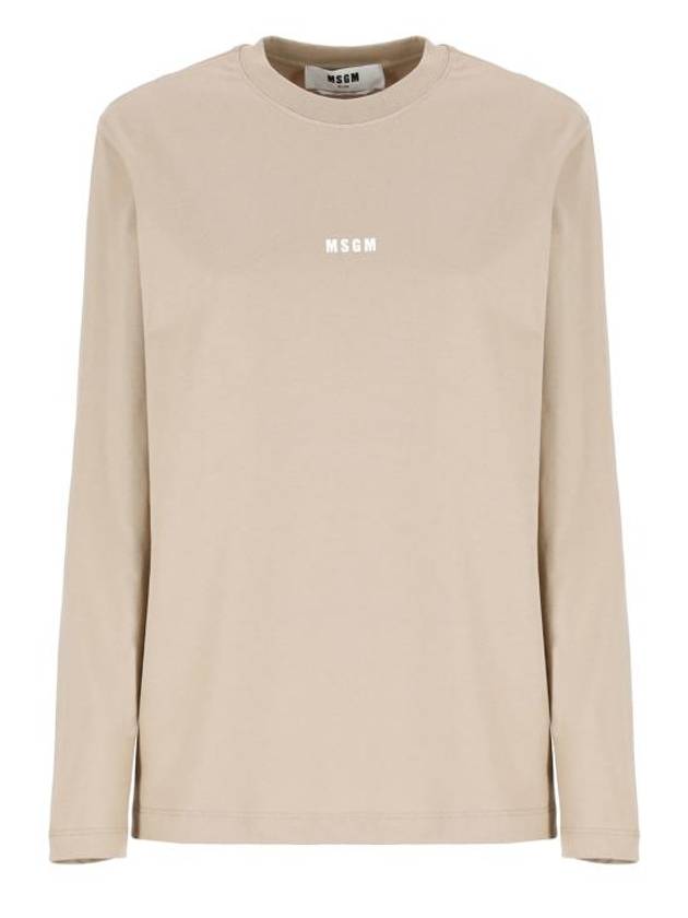 Micro Logo Long Sleeve T-Shirt Beige - MSGM - BALAAN 2