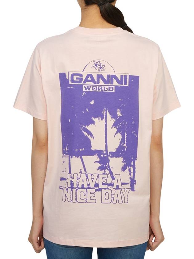 Basic Palm Tree Relaxed Short Sleeve T-Shirt Lotus - GANNI - BALAAN 4