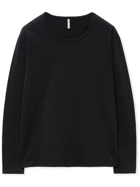 Semi over Silket Cotton U neck Long Sleeve BLACK - WEST GRAND BOULEVARD - BALAAN 1