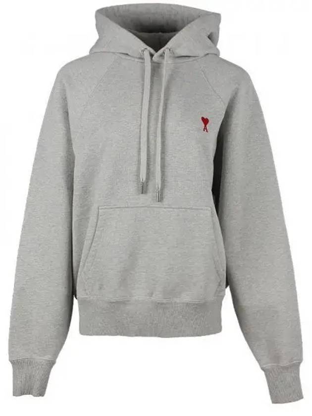 Small Heart Logo Hoodie Heather Ash Grey - AMI - BALAAN 2