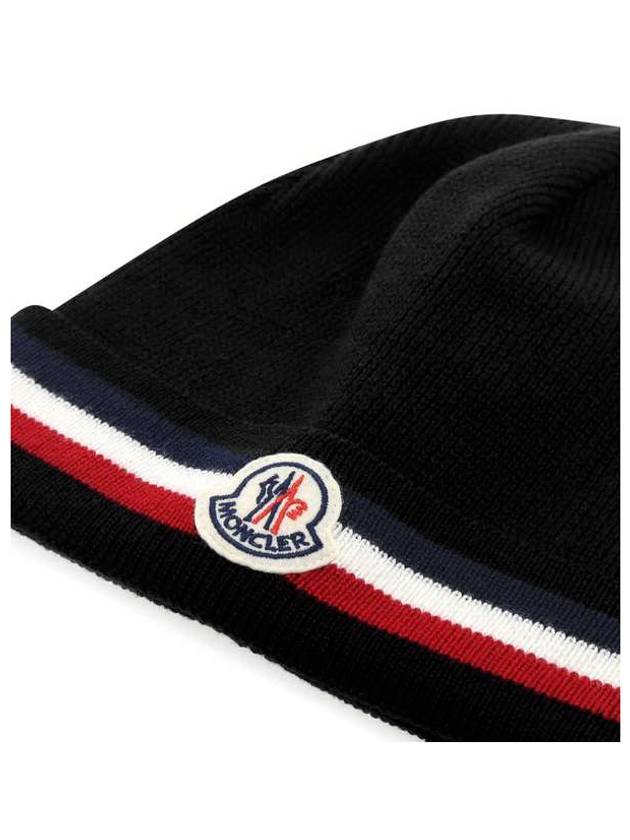 Logo Wool Beanie Black - MONCLER - BALAAN.