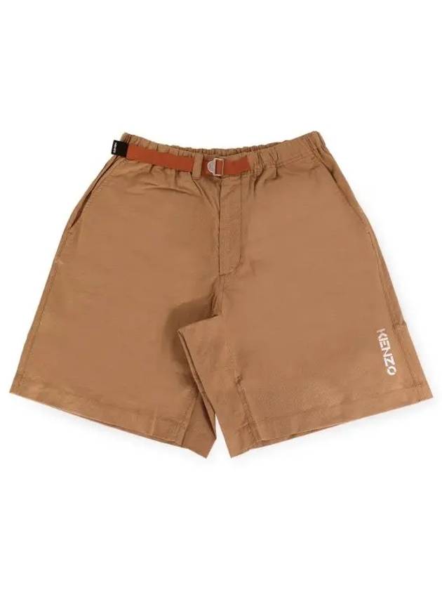 Men's Belted Logo Cotton Shorts Saffron - KENZO - BALAAN 2