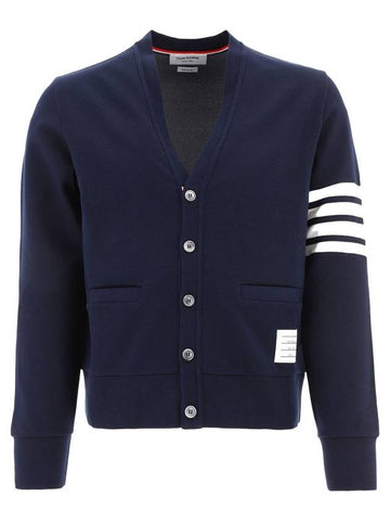 V-Neck 4 Bar Cardigan Navy - THOM BROWNE - BALAAN 1