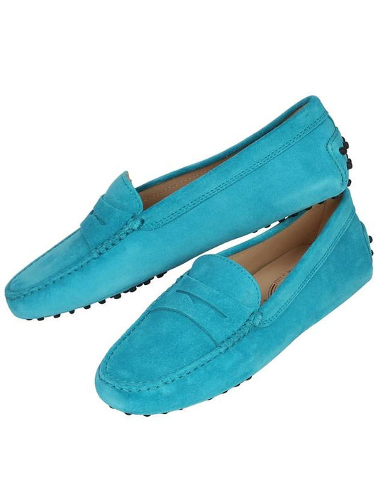 Women's Gomino Suede Driving Shoes Light Blue - TOD'S - BALAAN.