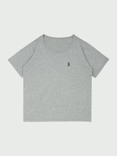 MVR Logo Wide U-Neck Short Sleeve T-Shirt Grey - MAVRK - BALAAN 2