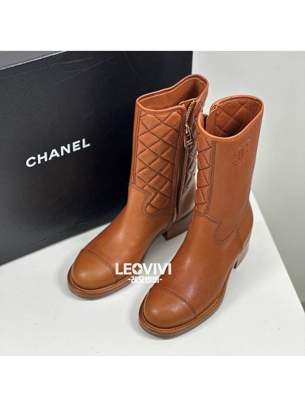 CC logo leather leather zipup short ankle boots brown 36 G36707 - CHANEL - BALAAN 9