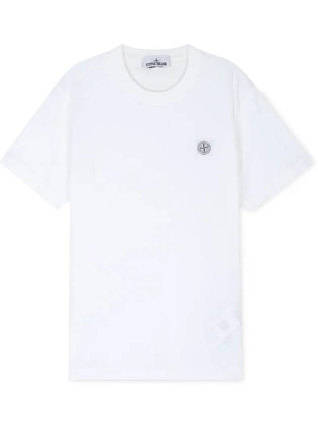 Pisato Effect Logo Patch Short Sleeve T-Shirt White - STONE ISLAND - BALAAN 4