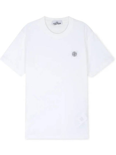 Pisato Effect Logo Patch Short Sleeve T-Shirt White - STONE ISLAND - BALAAN 2