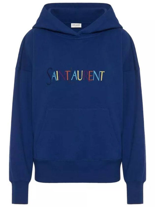 Women's Logo Hoodie Blue - SAINT LAURENT - BALAAN 2