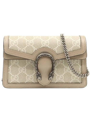 Beige GG Supreme Canvas Dionysus Super Mini Chain Crossbody Bag - GUCCI - BALAAN 1