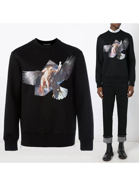 11th Anniversary Angel & Eagle Sweatshirt Black BJS167L B547S 01 - NEIL BARRETT - BALAAN 1