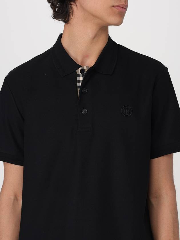 Men's Embroidered Logo Cotton Polo Shirt Black - BURBERRY - BALAAN 5