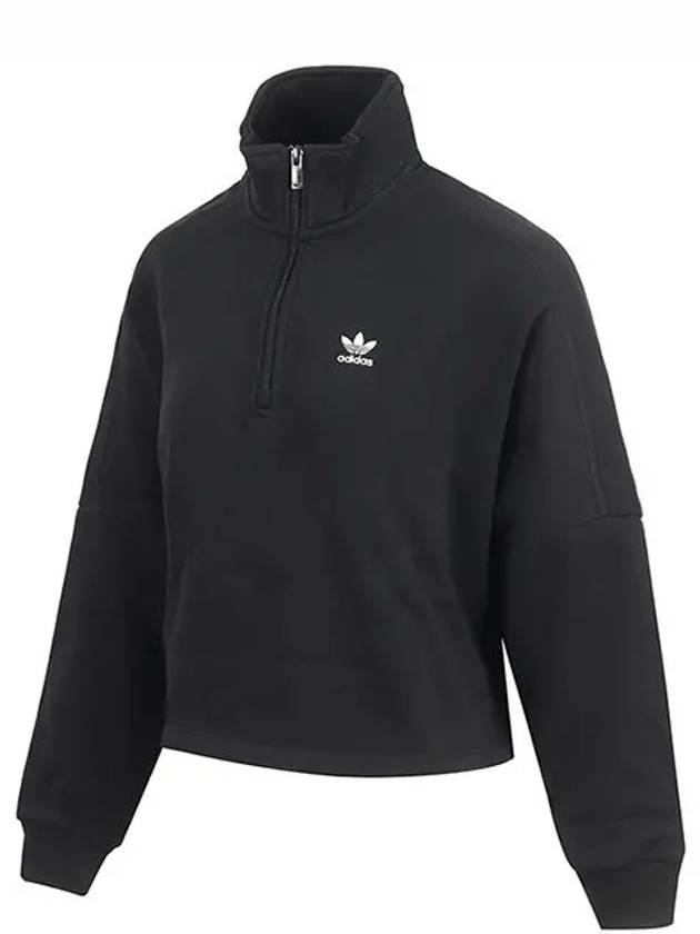 Essentials Half Zip Fleece Crop Sweatshirt Black - ADIDAS - BALAAN 2