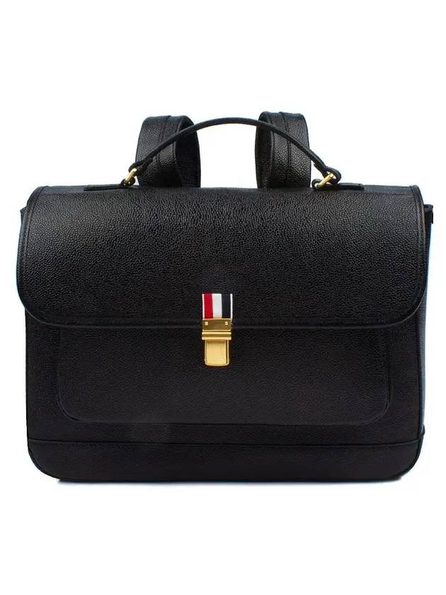 Pebble Grain Leather School Backpack Black - THOM BROWNE - BALAAN 1