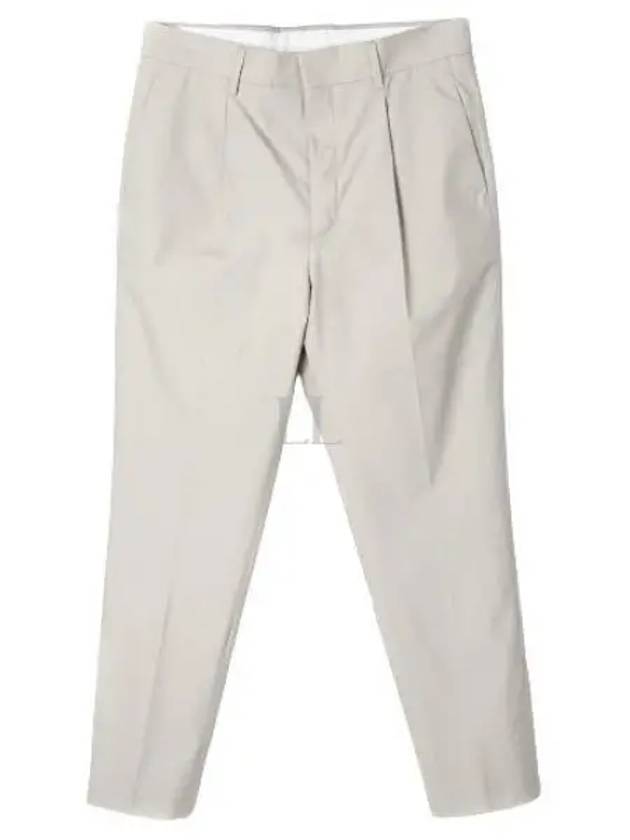 Waistband Cotton Blend Straight Pants Beige - PRADA - BALAAN 2