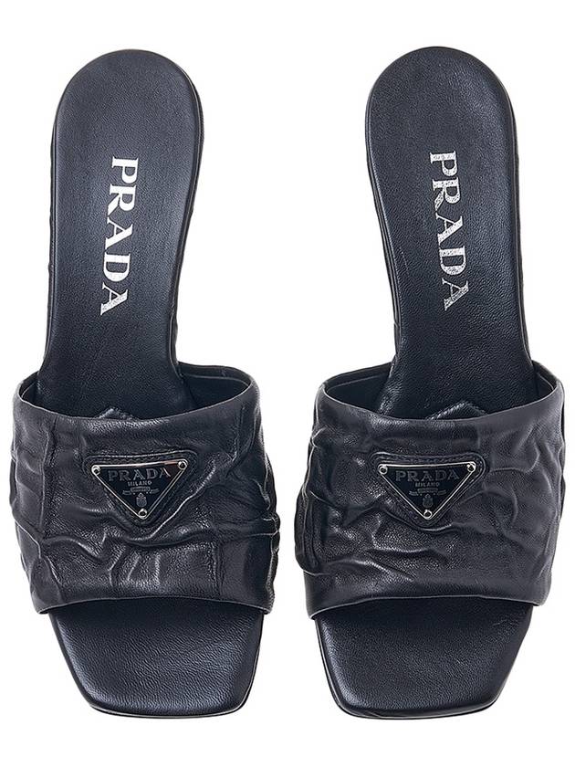 Triangle Logo Mule Sandals Black - PRADA - BALAAN 7