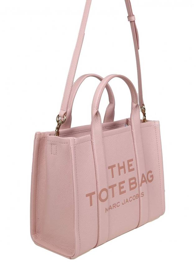 Logo Medium Leather Tote Bag Pink Rose - MARC JACOBS - BALAAN 18