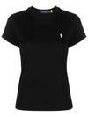 Women's Embroidery Logo Crew Neck Cotton Short Sleeve T-Shirt Black - POLO RALPH LAUREN - BALAAN 2