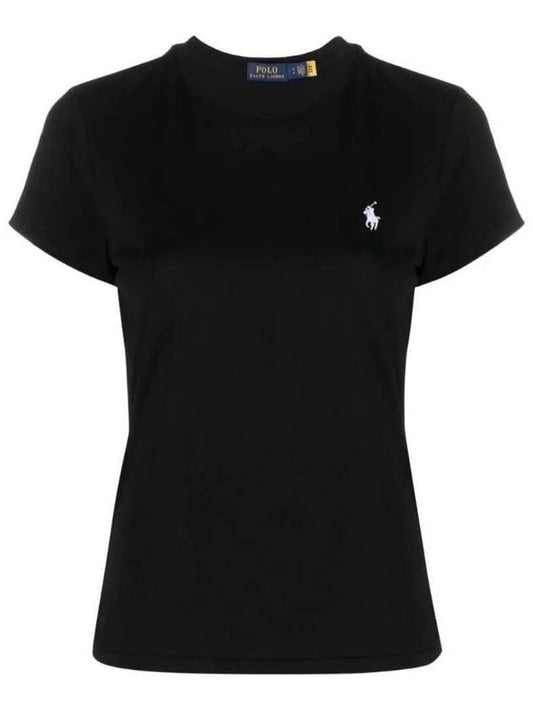 Women's Embroidery Logo Crew Neck Cotton Short Sleeve T-Shirt Black - POLO RALPH LAUREN - BALAAN 2