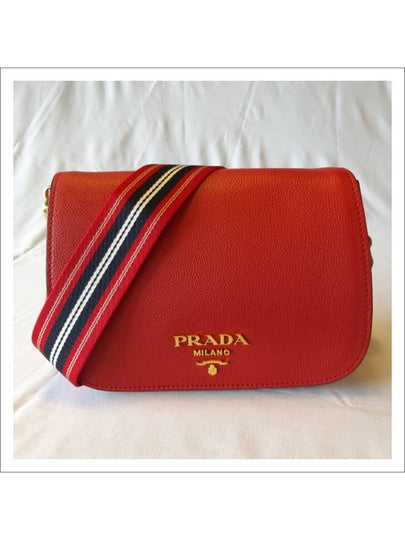 Vitello Dino Leather Flap Cross Bag Red - PRADA - BALAAN 2