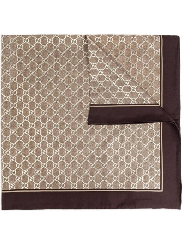 GG Silk Carré Scarf Brown - GUCCI - BALAAN 1