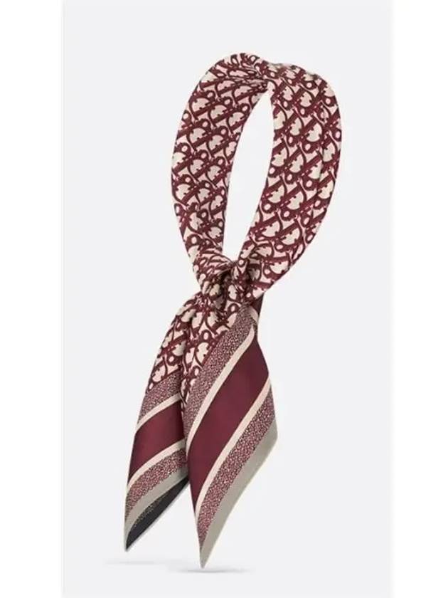 Oblique Twin Square Silk Twill Scarf Burgundy Navy Blue - DIOR - BALAAN 4