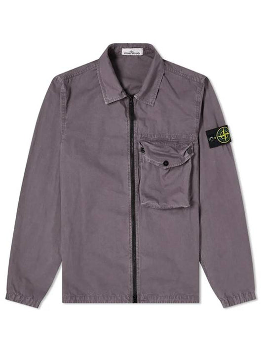 Men's Old Effect Overshirt Zip-Up Jacket Purple - STONE ISLAND - BALAAN 2