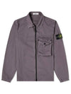 Men's Old Effect Overshirt Zip-Up Jacket Purple - STONE ISLAND - BALAAN 2