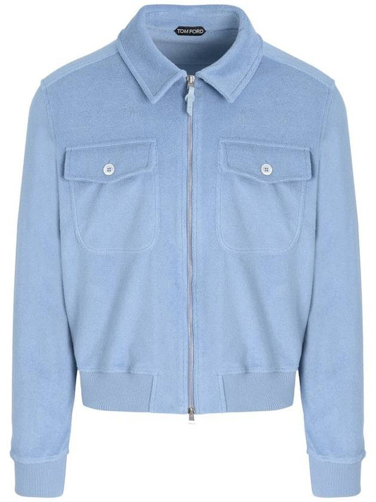 Tom Ford Toweling Zipper Jacket Sky Blue JZL011 JMC008S23 HB281 - TOM FORD - BALAAN 1