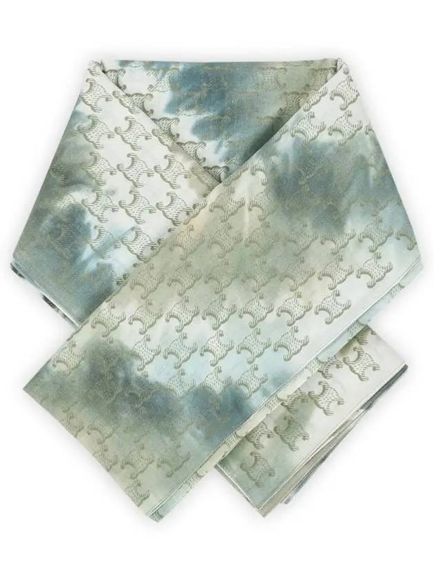 Triomphe Tie Dye Cotton Sarong Creme Bleu Gris - CELINE - BALAAN 1