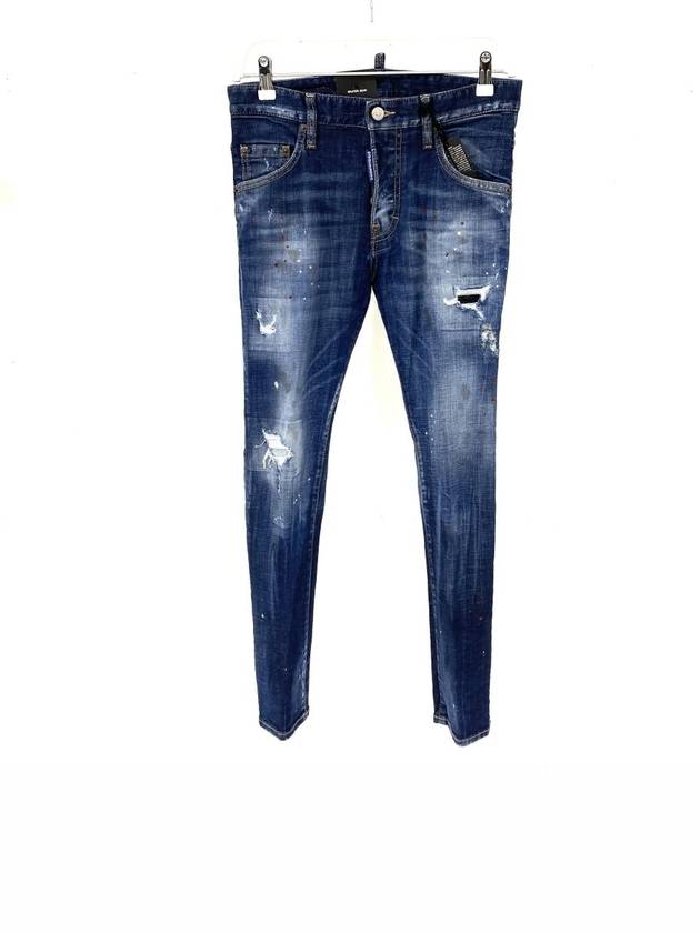 Men's Bros Logo Patch Disadded Skater Jeans Blue - DSQUARED2 - BALAAN 2