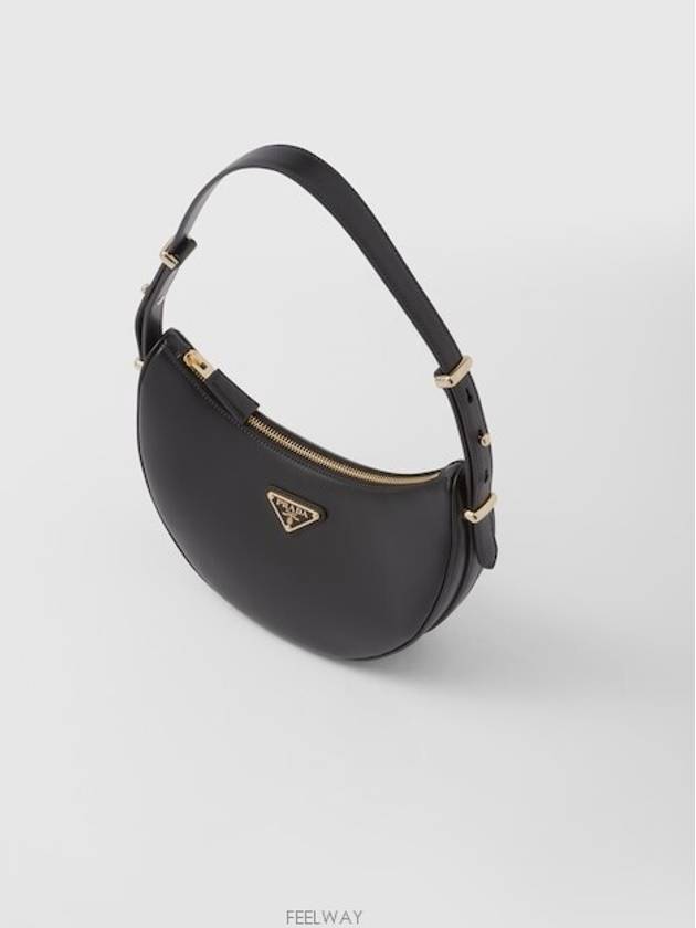 Arque Leather Shoulder Bag Black - PRADA - BALAAN 3