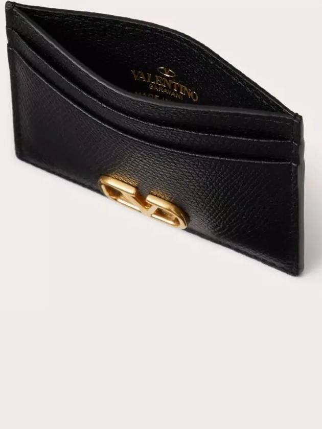 V Logo Signature Card Wallet Black - VALENTINO - BALAAN 4