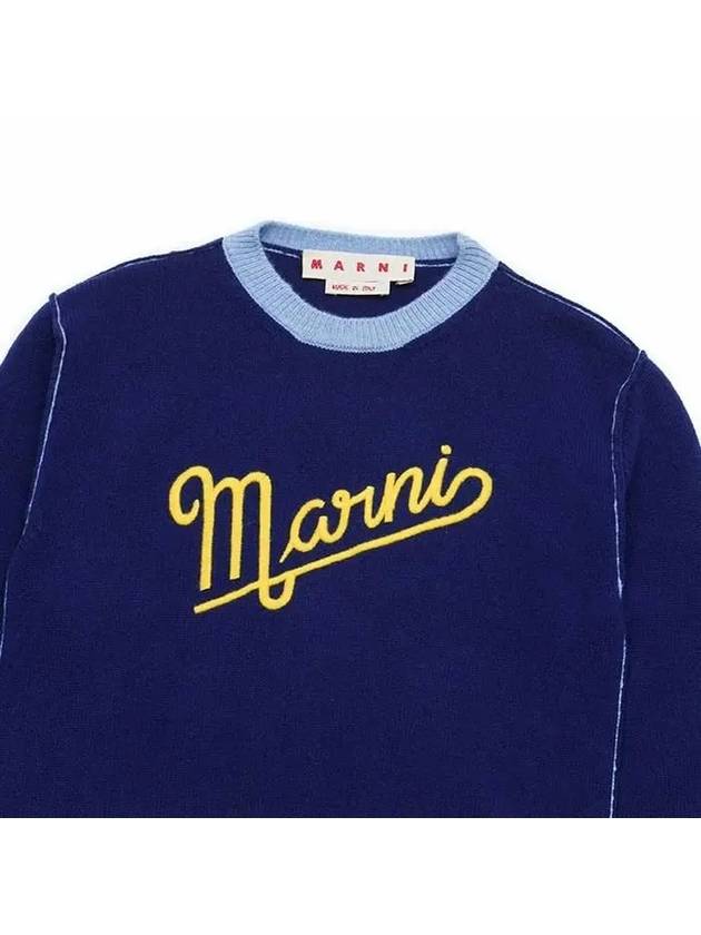 Logo Knit Top Blue - MARNI - BALAAN 4