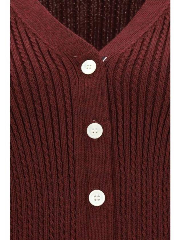 4 Bar Cable Wool Crop Cardigan Red - THOM BROWNE - BALAAN 6