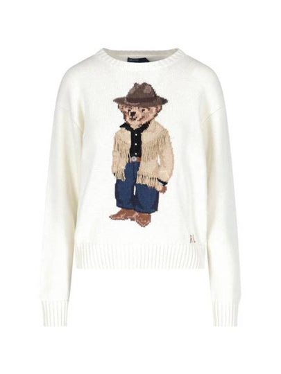 Bear Crew Neck Cotton Knit Top Cream - POLO RALPH LAUREN - BALAAN 2