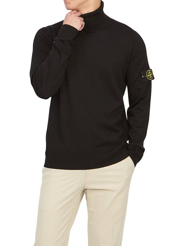 Wappen Patch Virgin Wool Turtleneck Black - STONE ISLAND - BALAAN 6