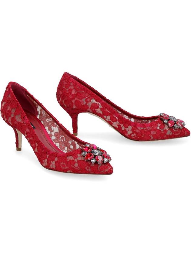 Brooch Lace Rainbow Pumps Heel Red - DOLCE&GABBANA - BALAAN 4