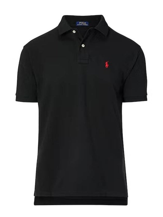 Polo Pony Logo Collar Short Sleeve TShirt Black 710782592 001 - RALPH LAUREN - BALAAN 1