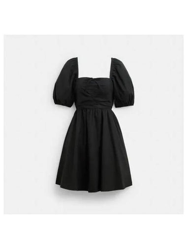 Short dress with puff sleeves organic cotton CR719 BLK - COACH - BALAAN 1