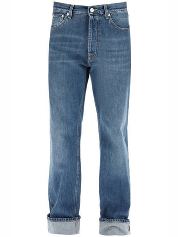 turn-up washed wide jeans - ALEXANDER MCQUEEN - BALAAN.