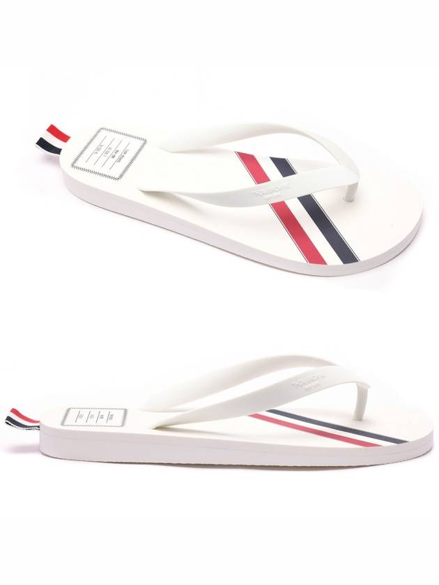 Signature Stripe Rubber Flip Flops White - THOM BROWNE - BALAAN 3