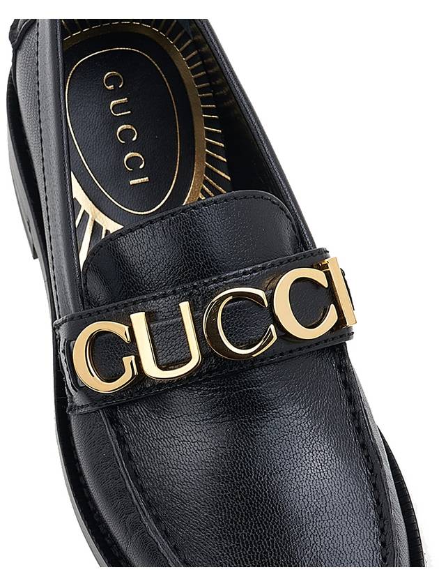 Women's Logo Symbol Leather Loafer Black - GUCCI - BALAAN.