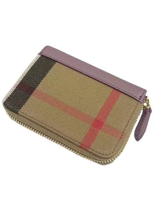 Check Zipper Around Card Wallet Indie Pink Brown - BURBERRY - BALAAN 3