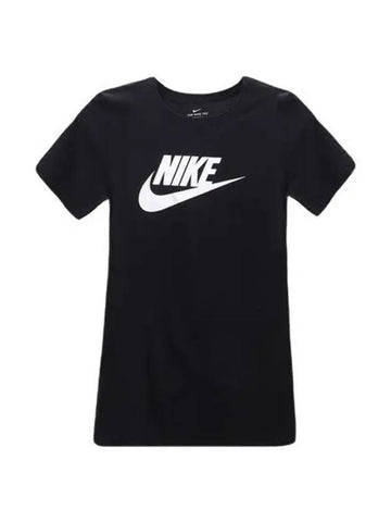 Women's Sportswear Essential Icon Futura Logo Short Sleeve T-Shirt Black - NIKE - BALAAN 1