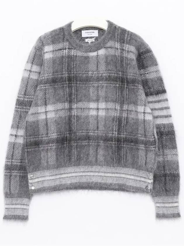 Check 4 Bar Mohair Knit Top Grey - THOM BROWNE - BALAAN 4