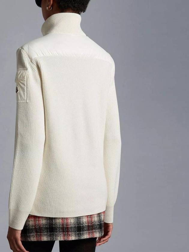 Merino Wool Padded Cardigan White - MONCLER - BALAAN 4