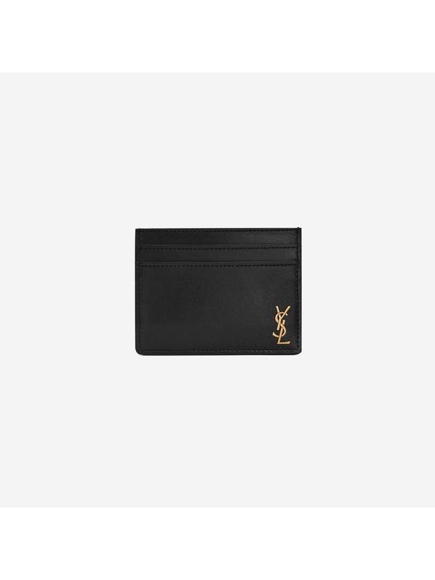 Tiny Monogram Shiny Leather Card Case Black - SAINT LAURENT - BALAAN 2