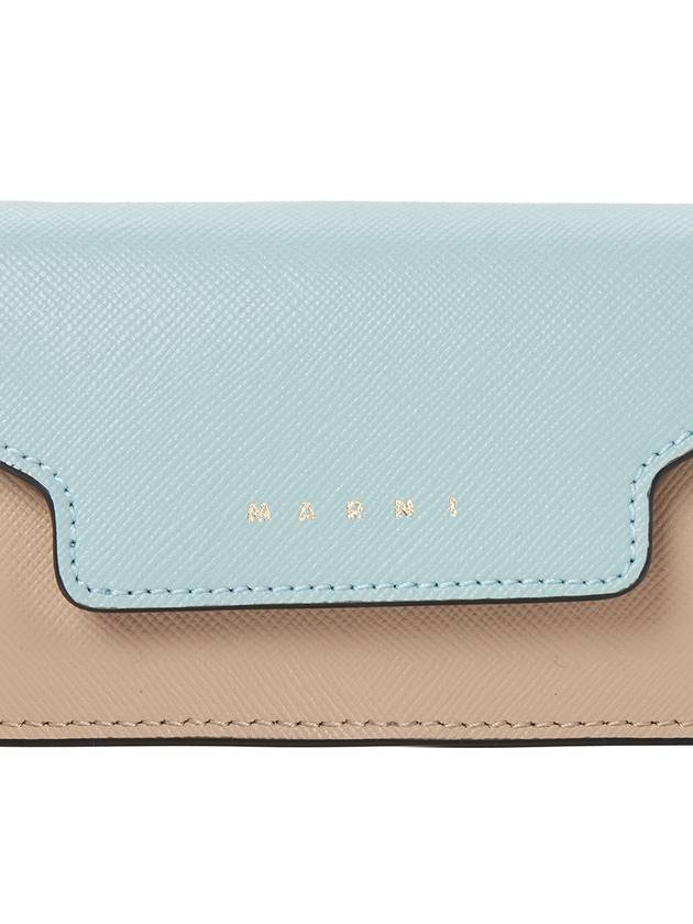 Saffiano Color Block Tri-Fold Half Wallet Blue - MARNI - BALAAN 8